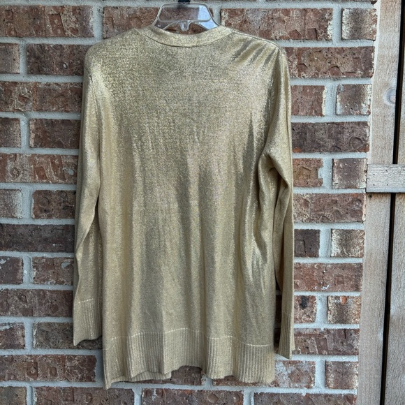 Chico’s Felicia foil cardigan sweater stardust gold size 3 - Picture 3 of 3